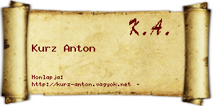Kurz Anton névjegykártya